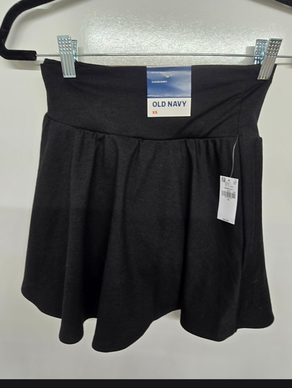 Old Navy CloudComfy Skort Women's XS Black Extra High Rise Stretch Casual NWT